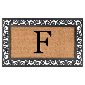 Classic Monogrammed Rubber Welcome Mat, F
