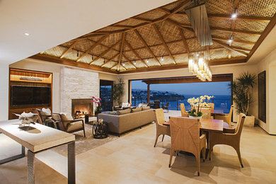Beach style living room photo in Orange County