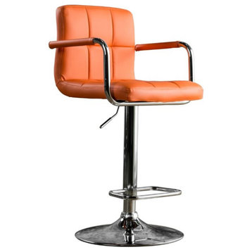 Furniture of America Reiley Modern Metal Adjustable Bar Stool in Orange