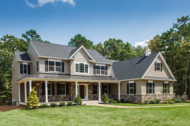 Example of a transitional exterior home design in Philadelphia