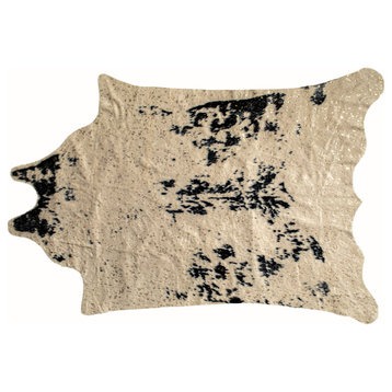 Faux Cowhide Rug 5.25'x7.5' Oatmeal, Off-White/Silver, Salty, Black/Gold