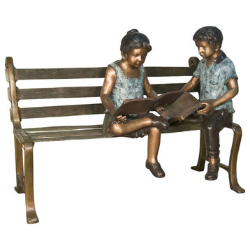 2 Kids Reading on a Bench, 51" Bench Length