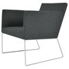Harput Wire Lounge Chair, Chrome Plated Steel Tubes Base, Dark Gray Camira Wool