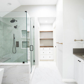 Contemporary Bohemian Primary Bath + Closet Remodel Overland Park, KS