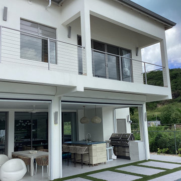 White metal post cable railing project in Antigua and Barbuda