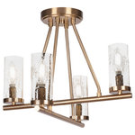 Toltec Lighting - Trinity 4 Light Semi-Flush Shown, New Age Brass Finish With 2.5" Clear Bubble - Revamp your space with the Trinity 4-Light Semi-Flush Mount Light. Installation is a breeze - simply connect it to a 120 volt power supply and enjoy. Customize the ambiance with dimmable lighting (dimmer not included). This product is designed to be energy-efficient and LED compatible, ensuring convenience and cost savings. Versatile and suitable for everyday use, this semi-flush mount is compatible with candelabra base bulbs. Maintenance is easy. Simply use a damp cloth, as no chemicals are needed. With its streamlined hardwired design, this light adds a touch of sophistication to any room. The durable glass shade guarantees even light diffusion when in use. Choose from multiple finish and color variations to match your style.