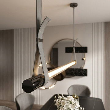 Architectural Leather LED Linear Pendant | Minimalist 1.2m & 1.4m Bar.