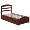 Warren Twin Bed With Footboard And Twin Trundle, Walnut