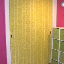 Eclectic  designsponge- wallpaper on closet doors