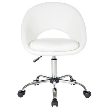 Milo Office Chair, Royal Velvet Fabric With Chrome Base, White