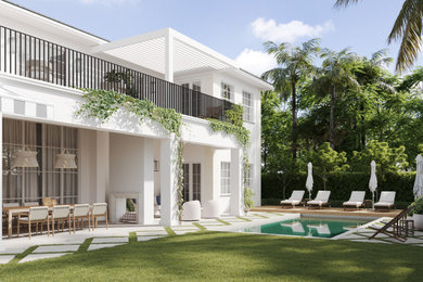 Example of a transitional exterior home design in Miami
