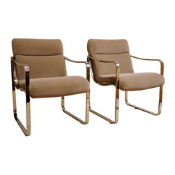 Pair of American Bert England for Brueton Chrome Lounge Chairs - Armchairs And Accent Chairs