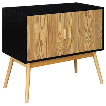 Convenience Concepts Oslo Storage Console in Natural and Black Wood Finish