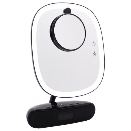Melody Square Duotone Makeup Mirror with Bluetooth Speakers, Black