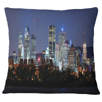 Montreal Over River At Dusk Cityscape Photo Throw Pillow, 16"x16"