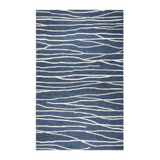 Rizzy Home Idyllic ID970A Navy Lines Area Rug, Rectangular 5' x 8'