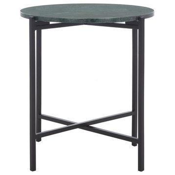 Safavieh Evrynne Round Accent Table, Green Marble/Black