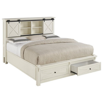 A-America Sun Valley Rustic Solid Wood King Storage Bed in White