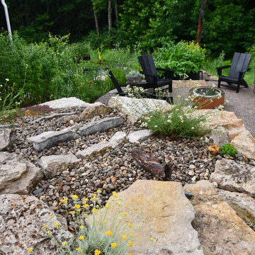 Drainage overlooking firepit area