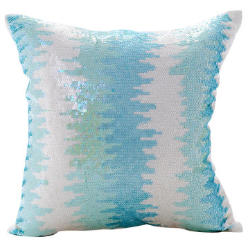 Blue Throw Pillow Covers 16"x16" Silk, Frozen