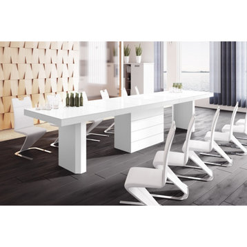 ROLOS Dining Table with extension, White/White