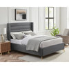Inspired Home Alessio Bed, Upholstered,  Linen, Gray, Queen