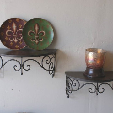 Tuscan Wrought Iron Decorative Wall Shelf Set