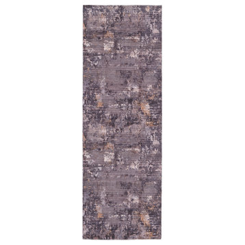 Myrrin Contemporary Machine Washable Gray Rug, 2'7"x8' Runner