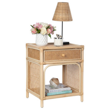 Latitude Rattan Bedside and End, Table WithDrawer