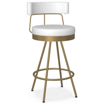 Gold with White Swivel Counter Bar Stool Made in Canada, Counter Height