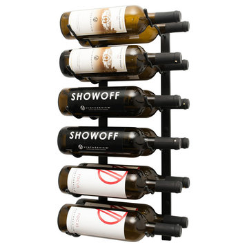 W Series Wine Rack 2 Wall Mounted Modern Metal Bottle Storage, Matte Black, 12 Bottles