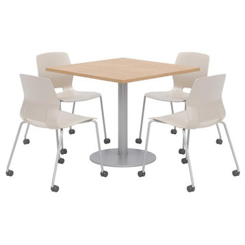 Olio Designs Maple Square 42in Lola Dining Set - Moonbeam Caster Chairs