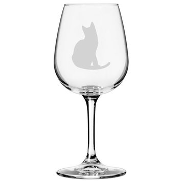 Tonkinese, Sitting Cat Themed Etched All Purpose 12.75oz. Libbey Wine Glass