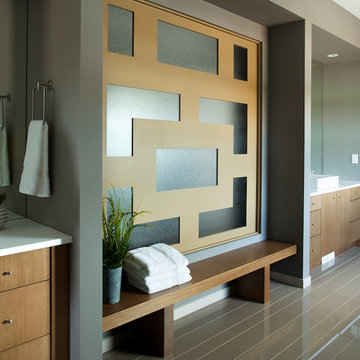 White oak floating stair