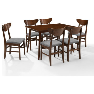 Landon 7-Piece Dining Set, Mahogany Table, 6 Wood Chairs