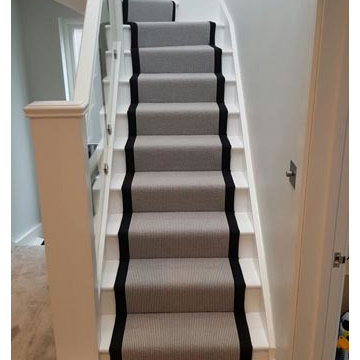 Grey Carpet with a Black Border to Stairs