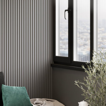 Apartamento moderno con cocina pequeña