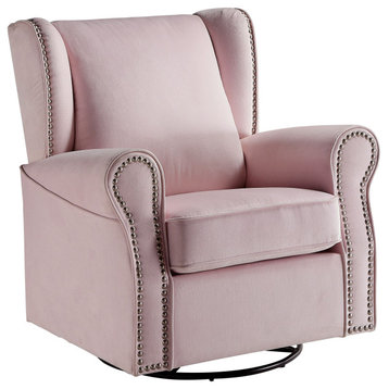 ACME Tamaki Swivel Chair with Glider in Pink Fabric