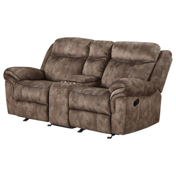 Acme Loveseat With Console In 2-Tone Chocolate Velvet Finish 55021