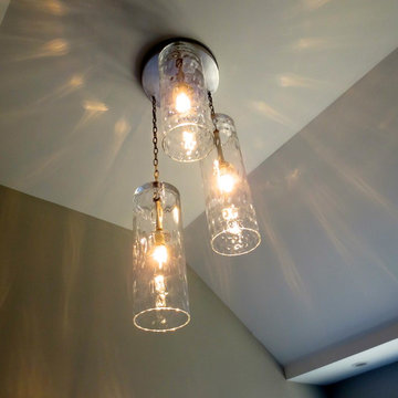 Blown Glass Chandelier - Art Glass Chandelier - Art Glass Lighting - Clear Glass