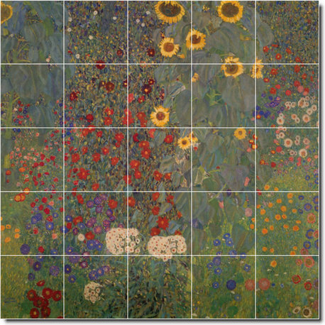 Gustave Klimt Garden Painting Ceramic Tile Mural #48, 30"x30"