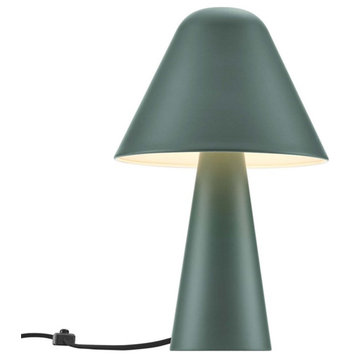 Modway Jovial Metal Mushroom Table Lamp with Swivel Shade in Green