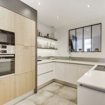 Inspiration scandinave pour une cuisine blanche et bois