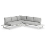 Meridian Furniture - Maldives Outdoor Patio Sectional, Grey, White Frame - Create your own custom contemporary look on the deck or porch with the addition of this Maldives outdoor patio armless chair. Part of a large collection that lets you mix and match modular pieces to get the look you crave most. This sectional has grey water resistant fabric with a base made from white aluminum, so it's sturdy, tough, and ready to face the elements with impeccable beauty, season in and season out. Shop the contemporary pieces in this collection to create the outdoor entertaining area of your dreams.