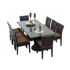 50 Most Por 10 Person Outdoor Dining Sets For 2018 Houzz Tkclics Saturn Outdoor Dining Table With Armless Chairs 9 Piece Set Brown