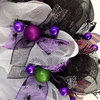 Glittering Purple Skeleton Halloween Deco Mesh Wreath