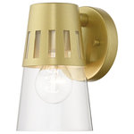 Livex Lighting - Covington 1-Light Soft Gold Outdoor Small Wall Lantern - Made of steel, the Covington soft gold finish outdoor wall lantern has a versatile look that can be placed almost anywhere. The hand blown clear glass adds the perfect finishing touch.