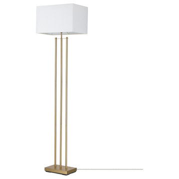Novogratz x Globe SoHo 62" Matte Brass Floor Lamp With White Linen Shade