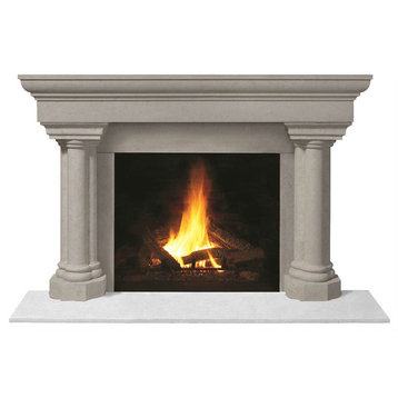 Fireplace Stone Mantel 1147.555 With Filler Panels, Limestone, No Hearth Pad