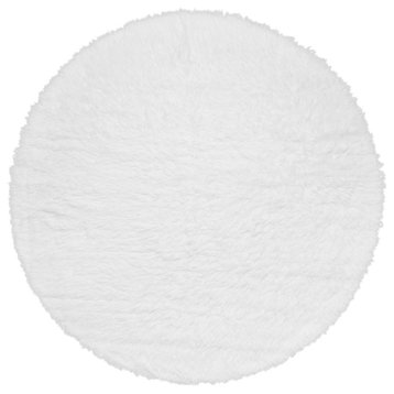 My Magic Carpet Washable Faux Fur White Shag Rug, 6'x6'